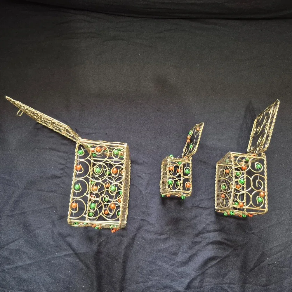 Vintage Decorative Wire Beaded Nesting Boxes (Set of 3)